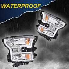 G-PLUS Headlights for Ford F150 2015-2017 Clear Lens Chrome Housing Product Details