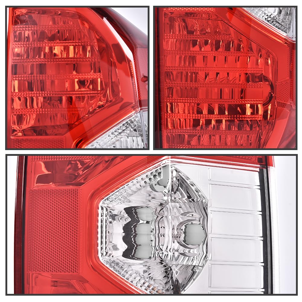 G-PLUS Rear Right Tail Light Assembly Compatible with Toyota Tundra 2014 2015 2016 2017 2018 2019 2020 2021, Right Passenger Side Rear Lamp, Red Lens Chrome Housing, 815500C100