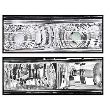 G-PLUS Headlights Assembly w/Bulbs Fit Chevy Suburban C1500 C2500 K1500 K2500 1994-1999, Fit GMC C2500 K2500 1994-2000, Left & Right Headlamps Assembly, Clear Lens Chrome Housing Clear Reflector
