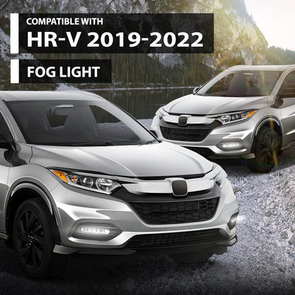 G-PLUS LED Fog Lights w/Wiring + Switch + Covers Set Compatible with Honda HRV HR-V Sport Utility 4-Door 2019-2022 71106T7AJ10,HO1038158,HO2603104 Black
