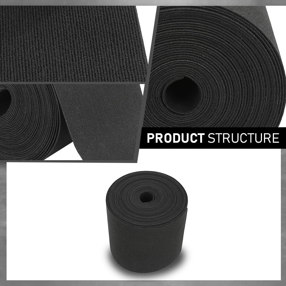 G-PLUS 12" x 75' Outdoor Ribbed Marine Carpet, Boat Trailer Bunk Carpet, Fit Boat Trailer Bunks Runner Docks Black