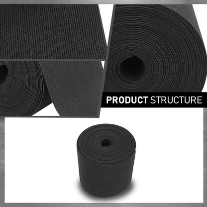 G-PLUS 12" x 75' Outdoor Ribbed Marine Carpet, Boat Trailer Bunk Carpet, Fit Boat Trailer Bunks Runner Docks Black