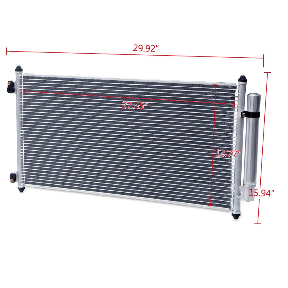 AC Condenser 3669 Compatible For Honda Accord 08-12 / Crosstour 12-15 2.4L L4 3.5L V6 Aluminum Silver