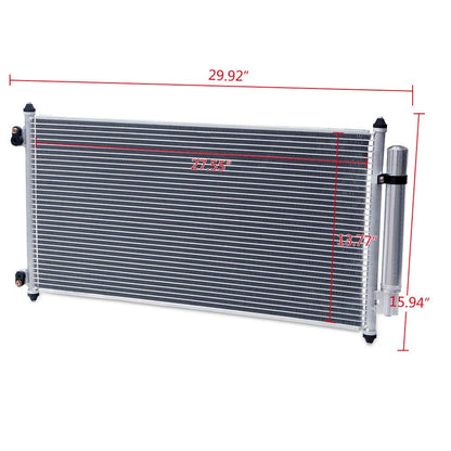 AC Condenser 3669 Compatible For Honda Accord 08-12 / Crosstour 12-15 2.4L L4 3.5L V6 Aluminum Silver
