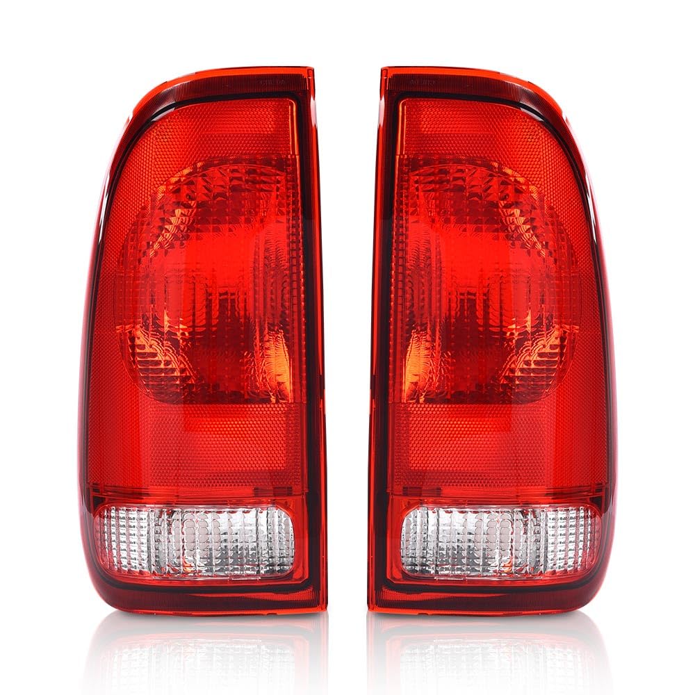 G-PLUS Pair Rear Tail Lights w/o Bulbs & Wire Harness Fit Ford F150 Stepside 1997-2004; Fit Ford F250 1997-1999 F250 F350 F450 F550 Super Duty 1999-2007 F85Z13404CA, F85Z13405CA