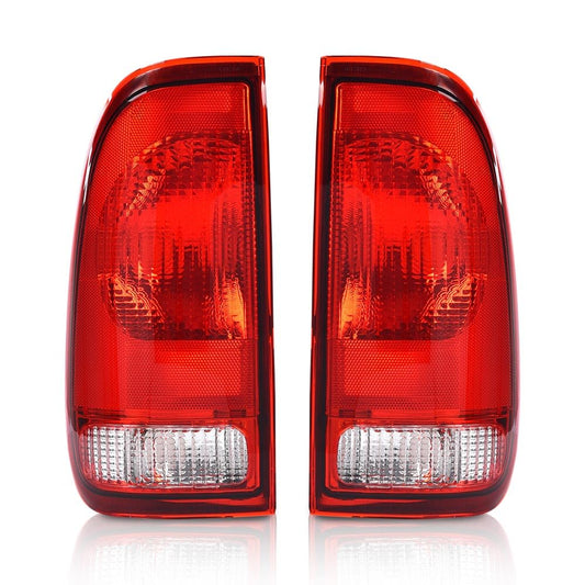 G-PLUS Pair Rear Tail Lights w/o Bulbs & Wire Harness Fit Ford F150 Stepside 1997-2004; Fit Ford F250 1997-1999 F250 F350 F450 F550 Super Duty 1999-2007 F85Z13404CA, F85Z13405CA