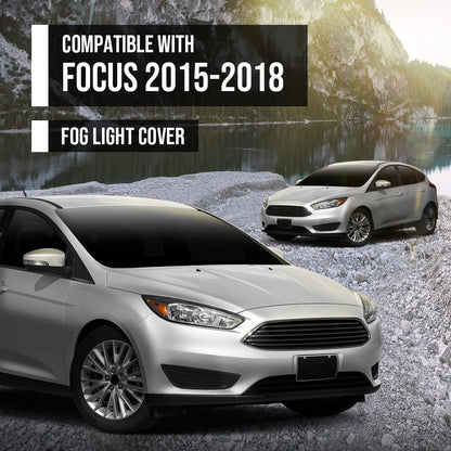 Fog Light Lamp Assembly Trim Bezel Cover Compatible with Ford Focus S/SE Models 2015 2016 2017 2018 Matte Black Front Left Driver Side FO1038150 + Right Passenger Side FO1039150