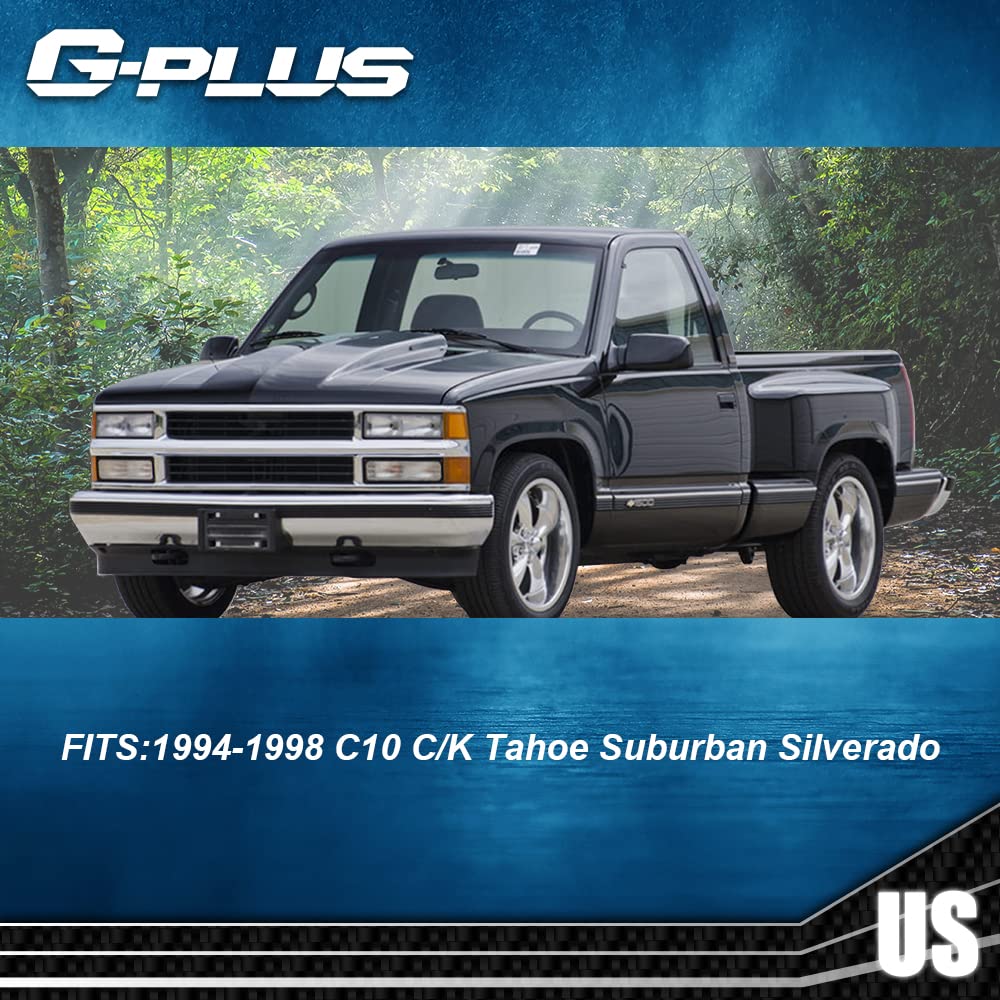 G-PLUS Front Headlight Lenses Cover Compatible with 1994-1998 C10 C/K Tahoe Suburban Silverado,Left & Right Side Replacement Pair (Smoky Lens)