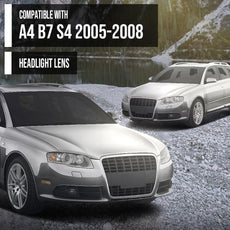 G-PLUS Headlight Lens Cover for Audi A4 B7 S4 2005-2008 Clear Pair Front View