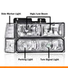 G-PLUS Headlights Assembly, Fit 1994 1995 1996 1997 1998 1999 GMC C1500 K1500 Yukon Bumper Headlamps, Clear Lens Chrome Housing Clear Reflector,faros delanteros