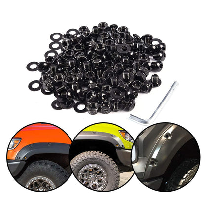 G-PLUS Universal Fender Flare Hardware Kit Pocket/Rivet Style Fender Flares Screw/Bolt Hardware Kit Set Black