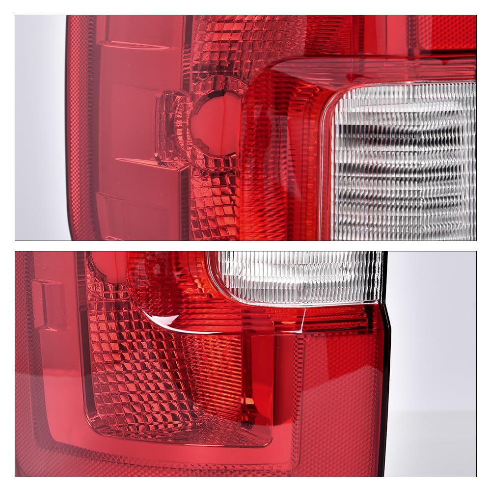 G-PLUS Rear Left Tail Light Assembly w/o Bulbs Compatible with Ford F250 F350 Super Duty 2017 2018 2019, Left Driver Side Rear Lamp Assembly, Red Lens Chrome Housing, FO2800256