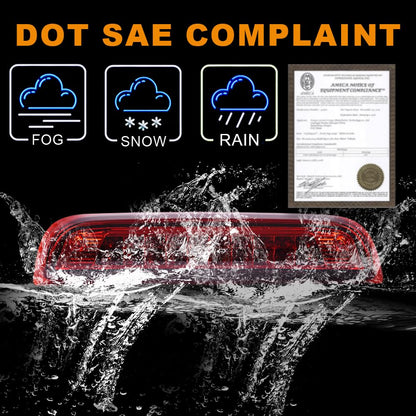 G-PLUS High Mount LED 3rd Brake Light Compatible with 2014 2015 2016 2017 2018 Chevy Silverado GMC Sierra Rear Tail Cargo Lamp Waterproof Chrome Housing Red Lens