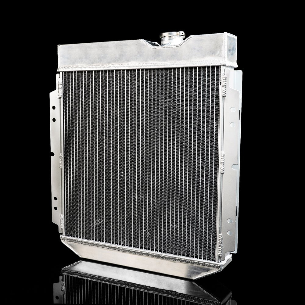 62mm Aluminum Racing Radiator Replacement + 14" Radiator Cooling Fan Compatible For Ford Mustang 2.8-4.7 V8 6cyl AT/MT 1964 1965 1966