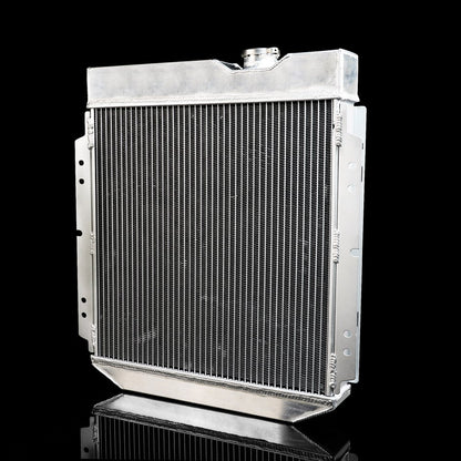 62mm Aluminum Racing Radiator Replacement + 14" Radiator Cooling Fan Compatible For Ford Mustang 2.8-4.7 V8 6cyl AT/MT 1964 1965 1966