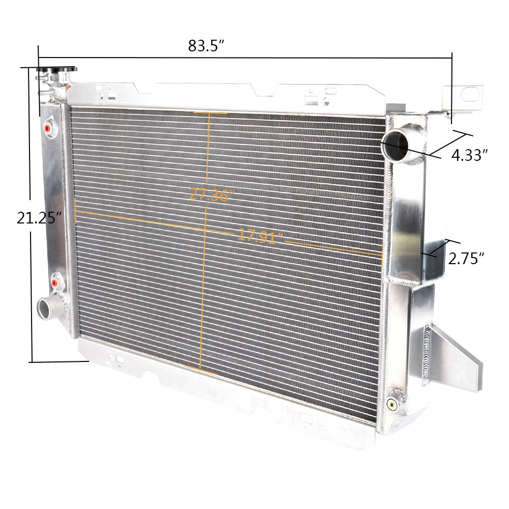 2-Row Core Full Aluminum Racing Radiator Stop Leak Compatible For FORD F-150/F-250/F150/F SUPER DUTY V8 1985-1996 Silver