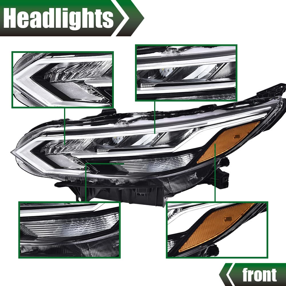 G-PLUS Headlights Assembly, Compatible with 2020-2021 Nissan Sentra Bumper Headlamps, Clear Lens Black Housing Amber Reflector,faros delanteros