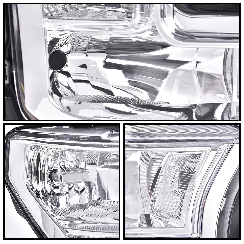 G-PLUS Front Left & Right Side Bumper Fog Lights Assembly & Headlights Assembly w/o Bulbs Fit Ford F150 2015 2016 2017(White Cover White Frame Headlamps + Fog Lamps)