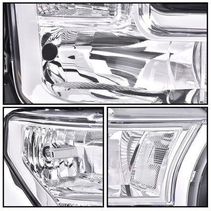 G-PLUS Front Left & Right Side Bumper Fog Lights Assembly & Headlights Assembly w/o Bulbs Fit Ford F150 2015 2016 2017(White Cover White Frame Headlamps + Fog Lamps)