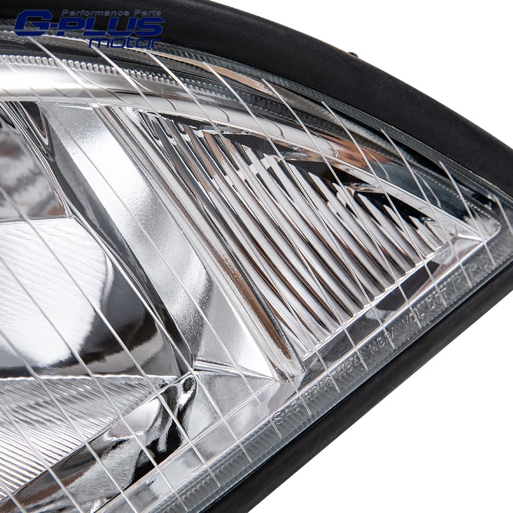 G-PLUS Headlights Assembly, Compatible with 2005-2012 Freightliner Columbia Models Right Bumper Headlamps, Smoky Lens Chrome Housing Amber Reflector