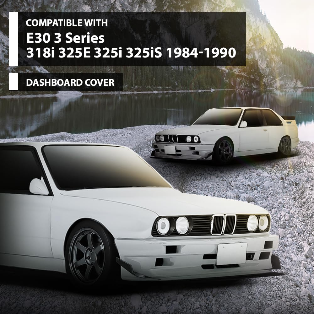 G-PLUS TPE Dashboard Molded Dash Cover Cap Compatible with BMW 318i 325e 325i 325is 1984 1985 1986 1987 1988 1989 1990 Black