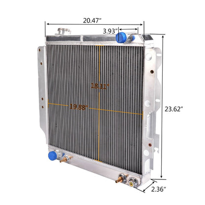 G-PLUS 2 Row Core Full Aluminum Racing Performance Radiator Replacement For 1987-2006 Jeep Wrangler YJ TJ 2.4L-4.2L 2.5L 4.0L L4 L6 Silver