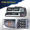 G-PLUS LED DRL Headlights, Compatible with 1999 2000 2001 200 2003 2004 2005 2006 Silverado/Suburban Bumper Headlamps, Smoky Lens Chrome Housing Amber Reflector