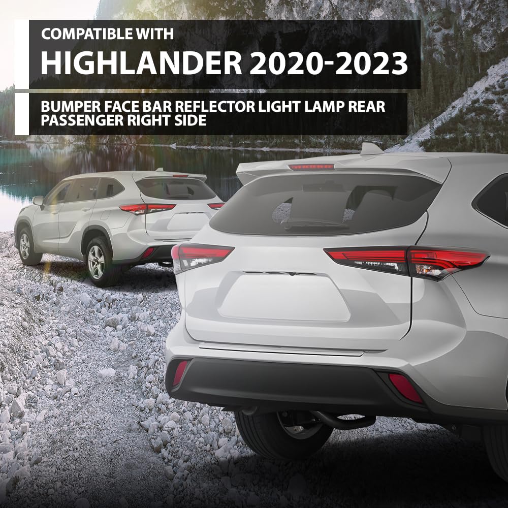 G-PLUS Rear Bumper Reflector Passenger Side RH Compatible with Toyota Highlander XSE/Hybrid Bronze Edition 2020-2023 81480-0E060, 814800E060, TO1185117 Red