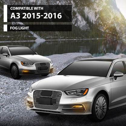 G-PLUS Pair Fog Light Lamp, Compatible with Audi A3/ A3 Quattro 2015-2016, LH Driver & RH Passenger 2PCS, AU2592120, AU2593120, 8V0941699E, 8V0941699B, 8V0941700E, 8V0941700B