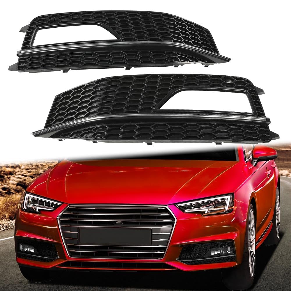 G-PLUS Fog Light Lamp Chrome Cover Bezel Pair Compatible with Audi A4 S-line S4 2013-2015/ Only fit for S-line Bumpers/Not fit Standard Bumpers 8K0807681L, 8K0807681N, 8K0807682L, 8K0807682N Black