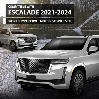 G-PLUS Bumper Cover Molding Driver Side Front Compatible with Cadillac Escalade/Escalade ESV (submodel: Sport, Sport Platinum) 2021-2024 GM1038295, 87829987 Gloss Black