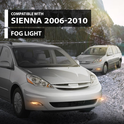 G-PLUS Front Bumper Fog Lights Compatible with Toyota Sienna 2006 2007 2008 2009 2010 Left & Right Clear Lens Chrome Housing 81220AE020, 81210AE020, TO2592122, TO2593122
