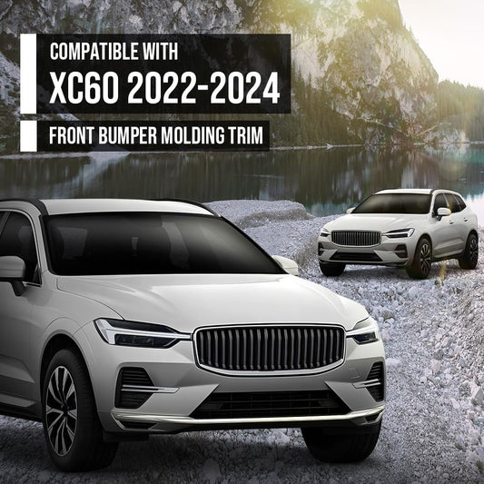 G-PLUS Front Bumper Molding Trim Cover Right & Left Compatible with Volvo XC60 2022 2023 2024 32227905, 32227906 Silver