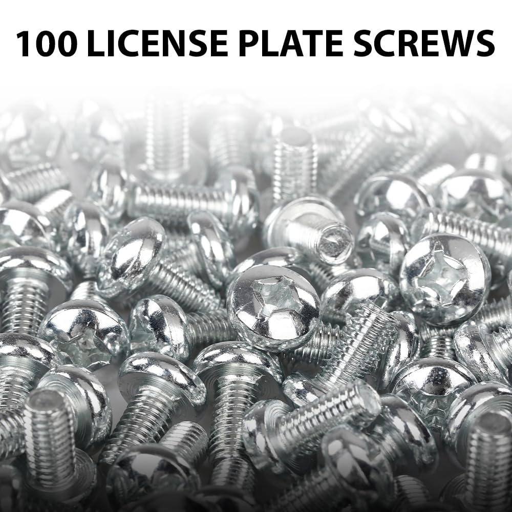 G-PLUS 100 License Plate Screws Compatible with Most Vehicles,Fit Benz Audi Japanese | 6mm x 12mm, #2136