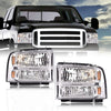 G-PLUS Headlights Assembly Compatible with Ford F250 F350 F450 F550 Super Duty 1999-2004, Fit Ford Excursion 2000-2004 Left & Right Headlamps Assembly, Clear Lens Chrome Housing Amber Reflector