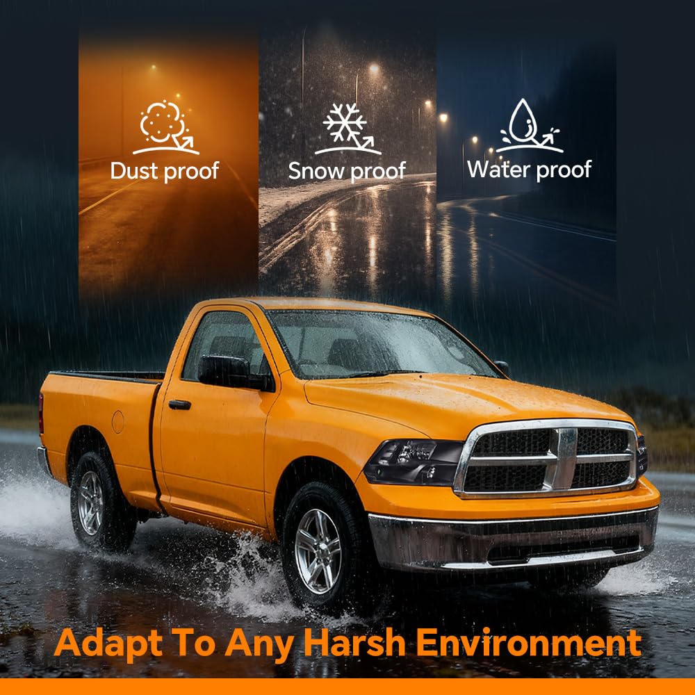 G-PLUS Headlights Headlamps Fit Dodge Ram 1500 2500 3500 2009-2012(New Body),Only Fit Factory Quad, Clear Lens Black Housing Clear Reflector,faros delanteros Assembly