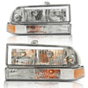 G-PLUS LED Headlights Front Headlamps Fit Chevy Blazer 1998-2005, Fit Chevy S10 Pickup 1998-2004 with Bumper Lights Clear Lens Chrome Housing Amber Reflector,faros delanteros Assembly