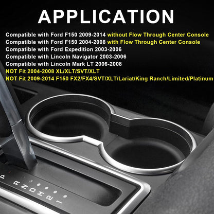 G-PLUS Center Console Cup Holder Compatible with Ford F150 2009-2014 Without Flow Through Center Console/Fit Lincoln Mark LT 2006-2008 NOT Fit 2004-2008 XL/XLT/SVT/XLT Rubber Inserts 41008