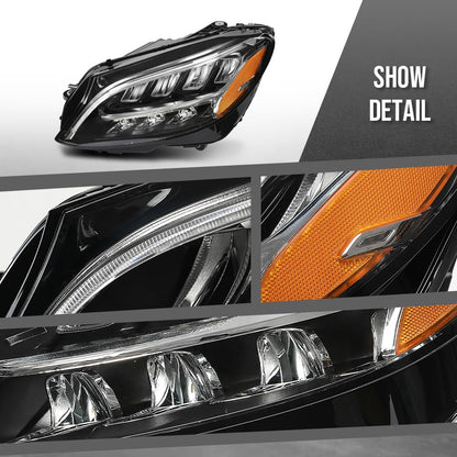 G-PLUS LED Headlight Left Driver Side Compatible with Benz C300 C43 W205 2019 2020 2021 2059066104, 2059066004 Black