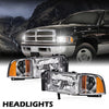 G-PLUS Headlights Lamps Fit Dodge Ram 1500 1994-2001/Fit Dodge Ram 2500 3500 1994-2002,Not fit Ram Sport,Clear Lens Chrome Housing Amber Reflector w/o Bulbs Bumper Headlamps,faros delanteros Assembly