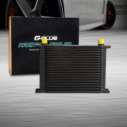 G-PLUS 28 Row AN10-10AN Universal Racing Aluminum Engine Transmission Oil Cooler Black