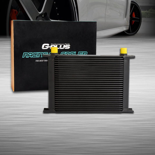 G-PLUS 28 Row AN10-10AN Universal Racing Aluminum Engine Transmission Oil Cooler Black