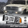 G-PLUS LED Light Strip Headlights w/o Bulbs Fit Dodge Ram 1500 1994-2001/Dodge Ram 2500 3500 1994-2002 Clear Lens Chrome Housing Amber Reflector Bumper Headlamps,faros delanteros Assembly