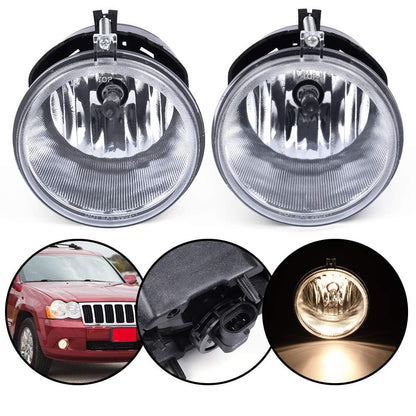 G-PLUS Front Bumper Fog Lights w/Bulb Compatible with Jeep Grand Cherokee 2005 2006 2007 2008 2009 2010/Fit Jeep Commander 2006-2010 CH2592138 CH2592138 4805859AA(Clear Lens)