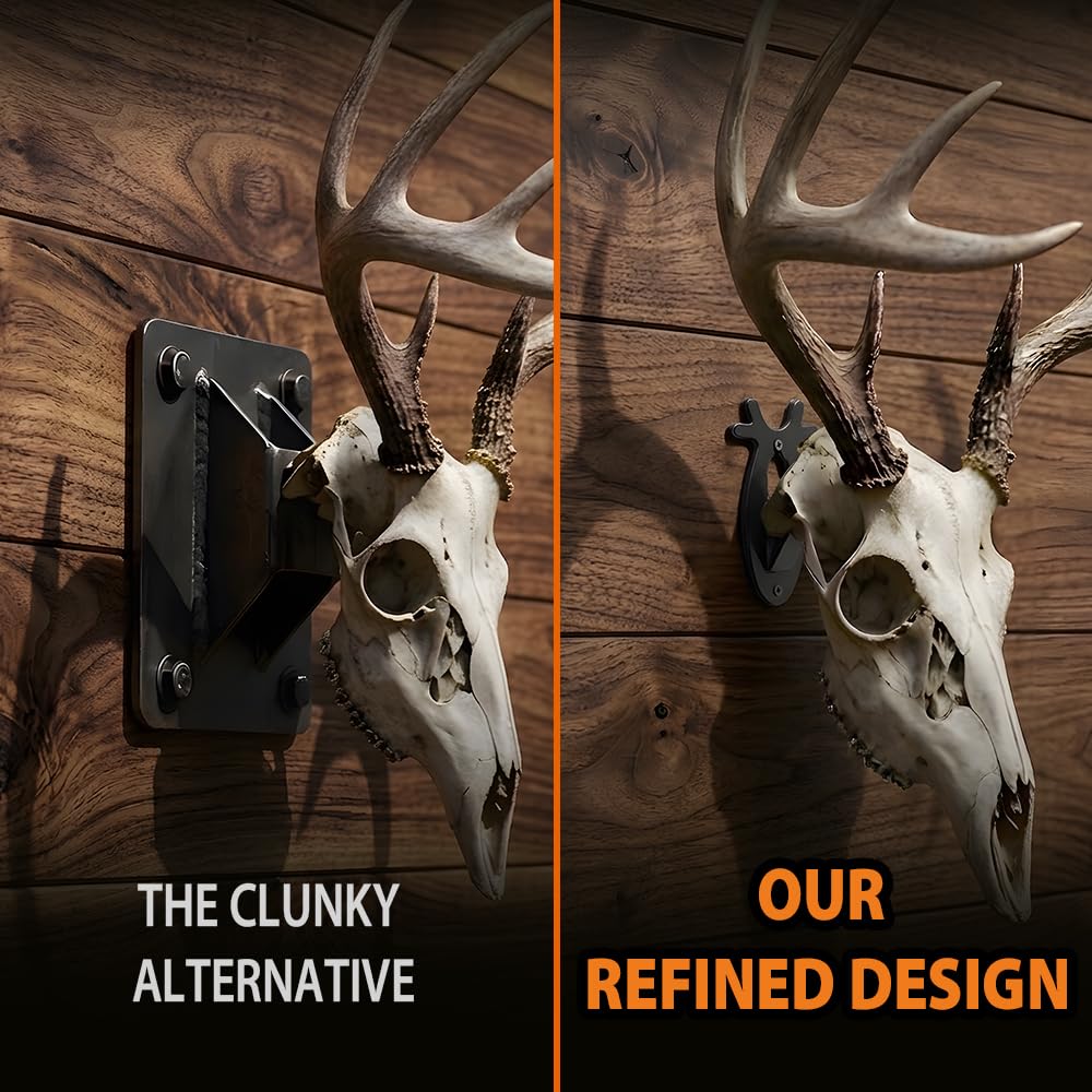 G-PLUS 6 PCS European Skull Wall Mount Bracket Hangers Fit Hanging Mounting Elk Deer Antelope Living Room Bedroom Home Decor Black