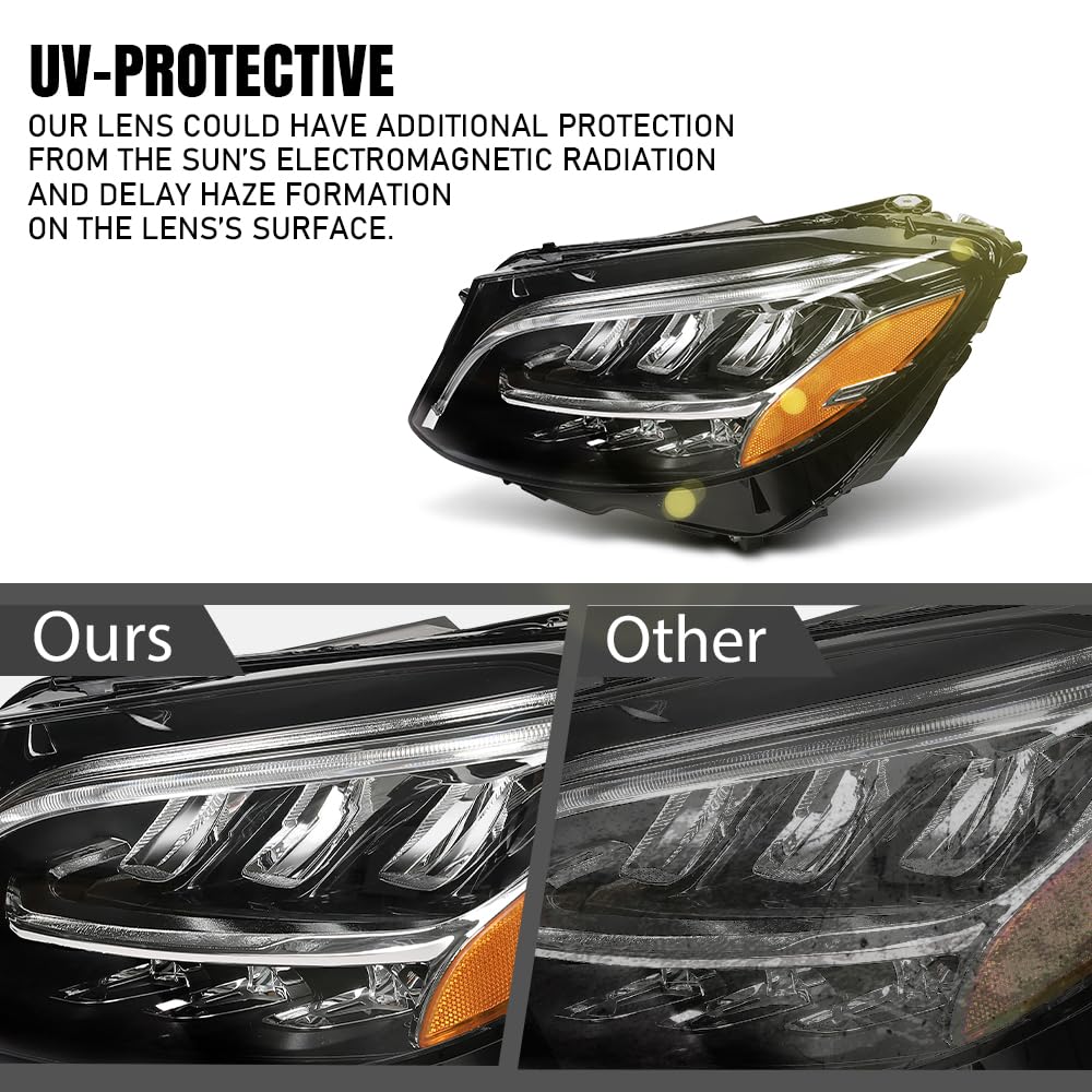 G-PLUS LED Headlight Left Driver Side Compatible with Benz C300 C43 W205 2019 2020 2021 2059066104, 2059066004 Black