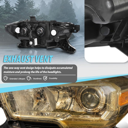 G-PLUS Headlight Assembly Left Side Compatible with Toyota Tacoma SR Crew Cab/Extend Cab Pickup 2019-2023 White
