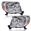 G-PLUS Headlights Assembly Compatible with Toyota Tacoma 2005-2011 Headlamps Pair Halogen Clear Lens Chrome Housing Amber Reflector,faros delanteros