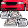 G-PLUS Headlights Fit Ford Expedition 1997-2002/Fit Ford F150 1998-2003/Fit F250 1997-1999 Left & Right Lamps Clear Lens Chrome HousingBumper Headlamps,faros delanteros