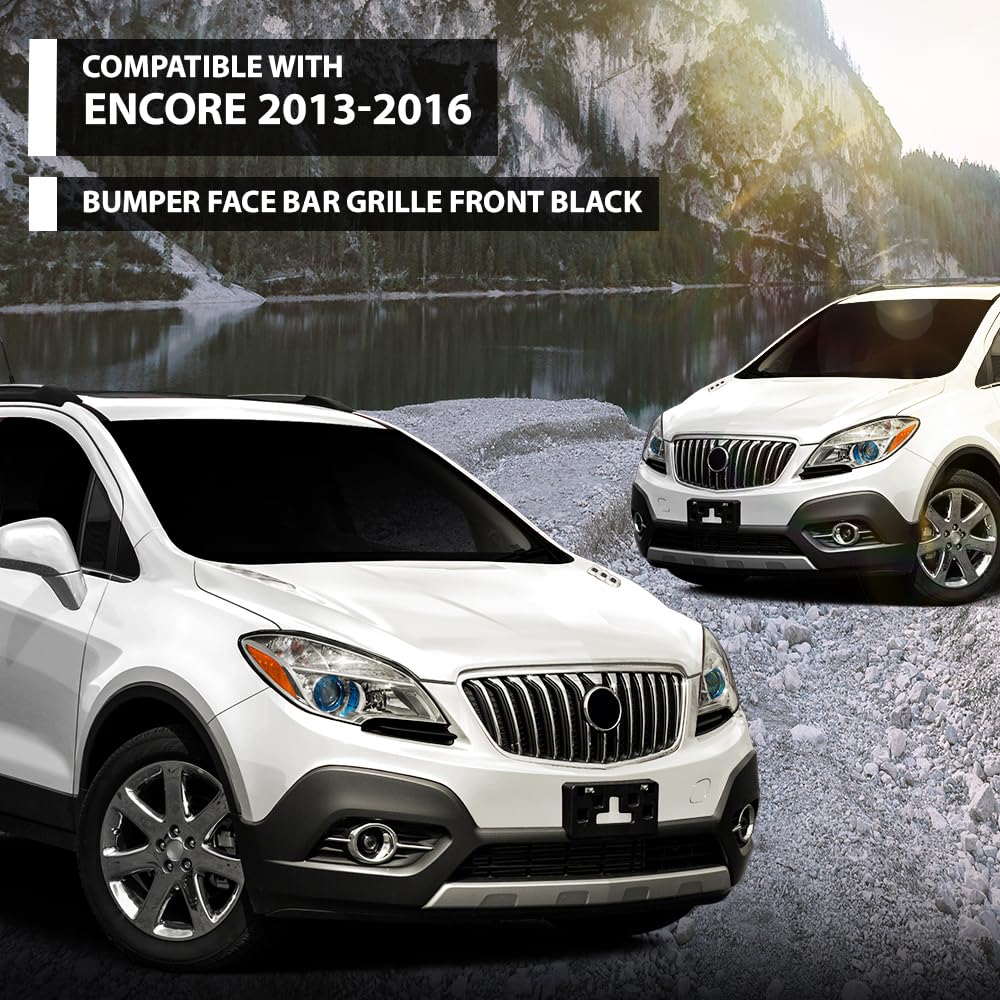 G-PLUS Front Bumper Face Bar Grille Compatible with Buick Encore 2013 2014 2015 2016 42334417, GM1036162 Black